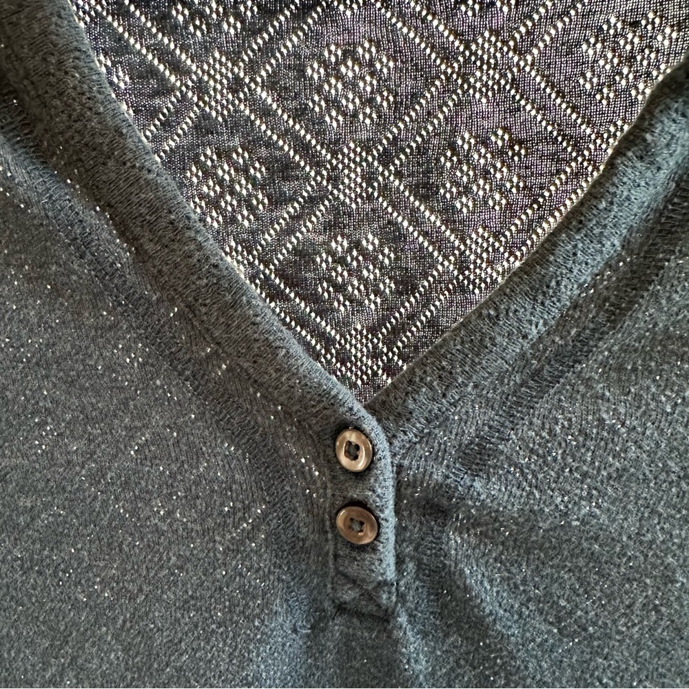 North Face Medium Blue Long Sleeve Thermal Knit Top Gorpcore‎ Cabincore Outdoor - Picture 3 of 8